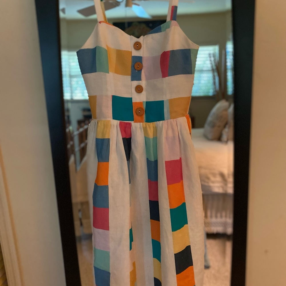 Designer dress by Corey Lynn Colter. Linen with cotton lining. Adjustable straps